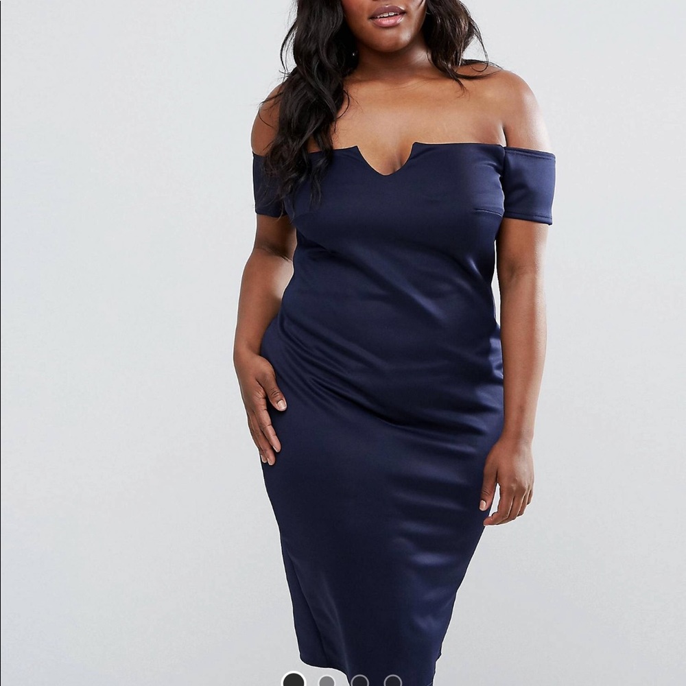 Blue off shoulder dress